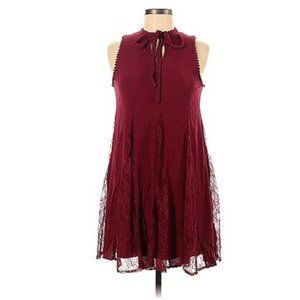 Maroon Dress with Lace Details